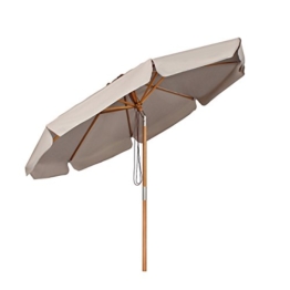 Sekey® Sonnenschirm 300 cm Holz-Sonnenschirm Marktschirm Gartenschirm Terrassenschirm Taupe Rund UV50+ - 1