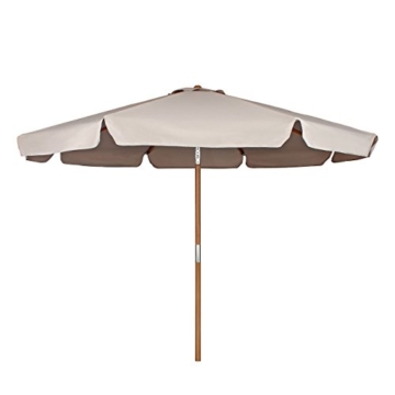 Sekey® Sonnenschirm 300 cm Holz-Sonnenschirm Marktschirm Gartenschirm Terrassenschirm Taupe Rund UV50+ - 5
