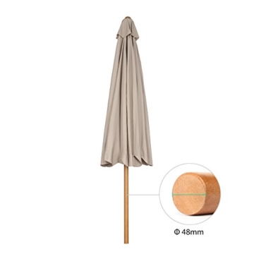 Sekey® Sonnenschirm 300 cm Holz-Sonnenschirm Marktschirm Gartenschirm Terrassenschirm Taupe Rund UV50+ - 7
