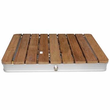 @tec Gartendusche Aussendusche aus massivem Teak-Holz, Mobile Bodendusche Campingdusche, Sauna- & Pool-Dusche mit Bodenplatte für den Garten, Outdoor Shower - eckig 70x55cm - 3