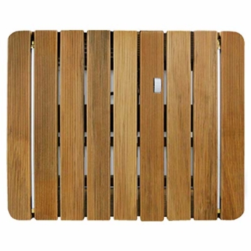 @tec Gartendusche Aussendusche aus massivem Teak-Holz, Mobile Bodendusche Campingdusche, Sauna- & Pool-Dusche mit Bodenplatte für den Garten, Outdoor Shower - eckig 70x55cm - 7