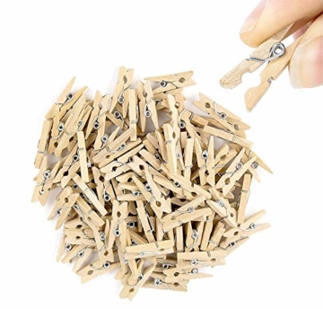 TK Gruppe Timo Klingler 100x Miniklammern - Größe 25 mm Mini Klammer Wäscheklammern Holzklammer aus echten Holz (100x) - 1