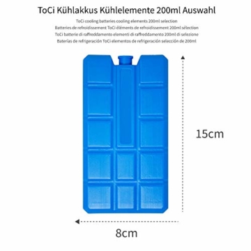ToCi 4er Set Kühlakku mit je 200 ml | 4 Blaue Kühlelemente für die Kühltasche oder Kühlbox - 2