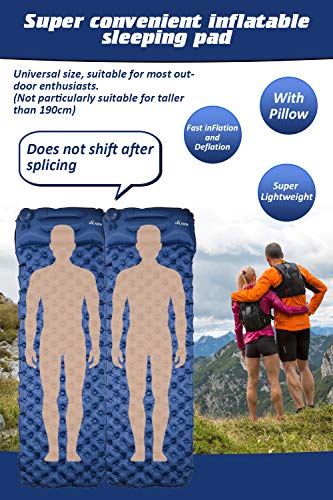 Volador Selbstaufblasbare Isomatte, Handpresse Aufblasbare Ultralight Isomatten Camping Schlafmatte, wasserdichte Feuchtigkeitsbeständige Campingmatratze, Luftmatratze kompakte für Outdoor Dunkelblau - 3