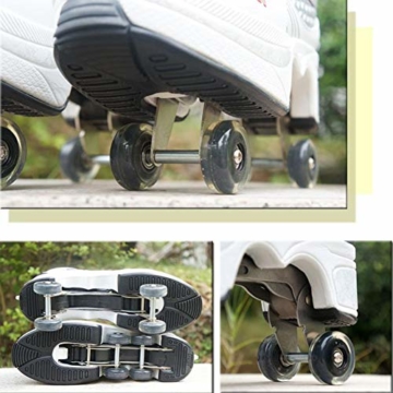 WYEING. Deformation Roller Schuhe Kinder Studenten Roller Schuhe Skateboard Schuhe Skating Outdoor Sports Rollschuhe Lazy Travel,Weiß,38 - 5
