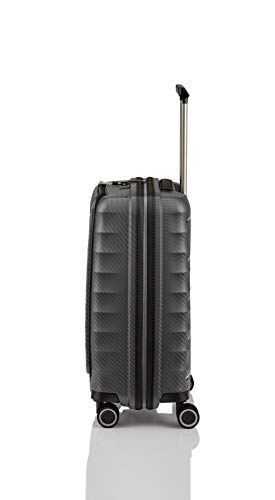 Gepäck Serie HIGHLIGHT: Leichte TITAN Hartschalen Trolleys im Carbon Look, 4-Rad Bordtrolley mit Vortasche, erfüllt IATA-Bordgepäckmaß, 842409-04, 55 cm, 42 Liter, Anthracite (Grau) - 4