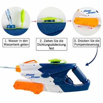 infinitoo Wasserpistole Spritzpistolen 1L, Water Gun Spielzeug für Kinder Water Blaster Badespielzeug Strandspielzeug Erwachsener(Wasser oder Eiswürfel hinzufügen) - 3