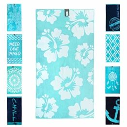 jilda-tex Strandtuch 90x180 cm Badetuch Strandlaken Handtuch 100% Baumwolle Velours Frottier Pflegeleicht (Hibiscus) - 1