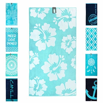 jilda-tex Strandtuch 90x180 cm Badetuch Strandlaken Handtuch 100% Baumwolle Velours Frottier Pflegeleicht (Hibiscus) - 1