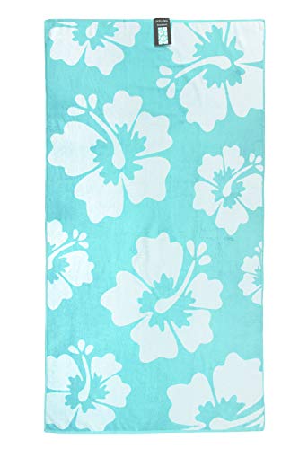 jilda-tex Strandtuch 90x180 cm Badetuch Strandlaken Handtuch 100% Baumwolle Velours Frottier Pflegeleicht (Hibiscus) - 6