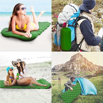 Karvipark Isomatte Selbstaufblasend mit Kopfkissen, Ultraleichte Luftmatratze Camping Leicht Kleines Packmaß, Schlafmatte Wasserdicht für Camping, Outdoor, Reise, Wandern, Strand (Gelb grün) - 4