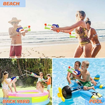 lenbest Wasserpistole, 2 Pack Wasser Blaster, 1.2L Großer Kapazität & 10 Meter Reichweite, Super Squirt Wasserpistolen - Sommer Partys, Pool, Garten Wasser Geschenk für Kinder Jungen Mädchen - 5