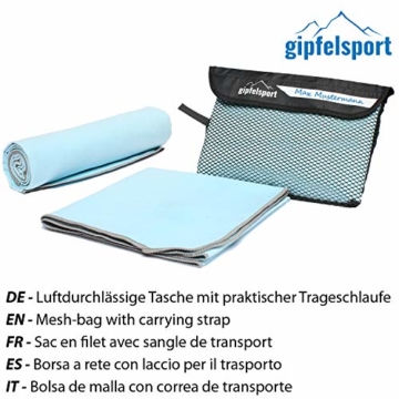 Mikrofaser Handtuch Set - Microfaser Handtücher für Sauna, Fitness, Sport I Strandtuch, Sporthandtuch I 1x XXL(200x90cm) I Hellblau - 2
