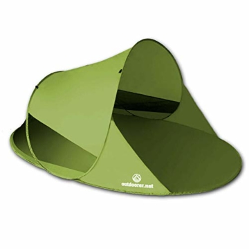 outdoorer Wurf-Strandmuschel Zack II grün - als Pop up Strandmuschel selbstaufbauend, UV 60 Sonnenschutz, Windschutz, großes Strandzelt - 1