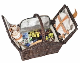 Picknickkorb Picknickkoffer Koffer Tasche Picknick gefüllt für 2 Personen mit Kühltasche (Kühlfach)- 337 - 1