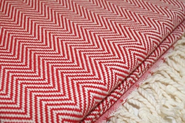 SCN Premium Hamamtuch, Saunatuch, Strandtuch, Pestemal 100x180cm (Fischgräte) 100% Baumwolle Oeko-TEX® 100 (Rot) - 2