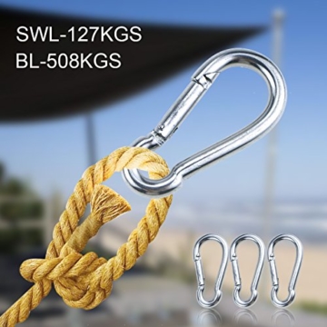 Sonnensegel Befestigung, TedGem 2 Spannschloss Edelstahl 2 Karabiner 4 Wandhalterung Sonnensegel Zubehör zur sicheren Montage von viereckigen und dreieckigen - 4
