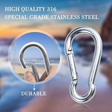 Sonnensegel Befestigung, TedGem 2 Spannschloss Edelstahl 2 Karabiner 4 Wandhalterung Sonnensegel Zubehör zur sicheren Montage von viereckigen und dreieckigen - 7