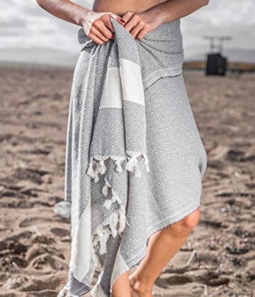 Stefano Ferrante ELMAS Hamamtuch Saunatuch Pestemal Fouta Strandtuch Badetuch Handtuch Baumwolle Backpacker 100x180 cm (Rosa) - 2