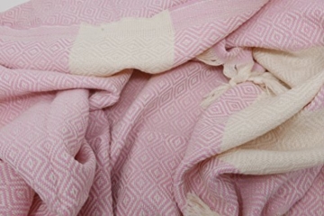 Stefano Ferrante ELMAS Hamamtuch Saunatuch Pestemal Fouta Strandtuch Badetuch Handtuch Baumwolle Backpacker 100x180 cm (Rosa) - 4
