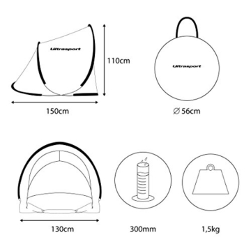 Ultrasport Unisex Pop up Wurfzelt Strandmuschel/Strandzelt, Verschiedene Ausführungen, Wind und Sichtschutz, Sichtschutzzelt, Wind & Sichtschutz, Outdoor Schutz, Grün, 110cm x 130cm x 150cm - 6