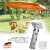 4smile Edelstahl Bodenhülse mit Bodenplatte – Sonnenschirm-Halter stolperfrei und sicher – Sonnenschirmständer mit Boden-Anker zum Einbetonieren – Made in Germany - 1