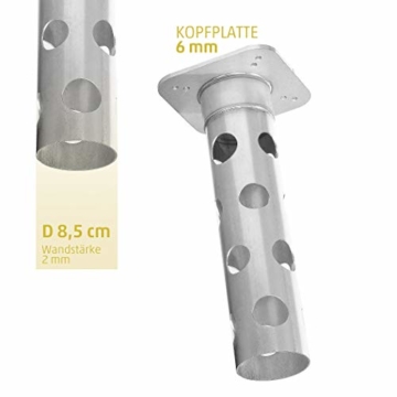 4smile Edelstahl Bodenhülse mit Bodenplatte – Sonnenschirm-Halter stolperfrei und sicher – Sonnenschirmständer mit Boden-Anker zum Einbetonieren – Made in Germany - 3