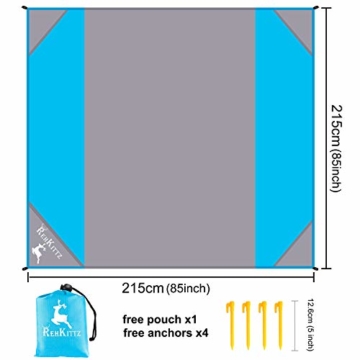 AMZOON 215 x 215 cm XXL Picknickdecke Wasserdicht Stranddecke Decke Für Ausflüge Beach Strandmatte - 2
