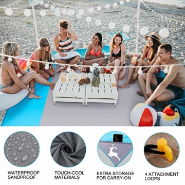 AMZOON 215 x 215 cm XXL Picknickdecke Wasserdicht Stranddecke Decke Für Ausflüge Beach Strandmatte - 4
