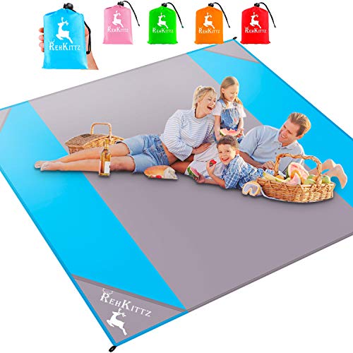Picknickdecke Wasserdicht XXL – Kariert Grau, Sandresistent – Für Strand, Park & Festival