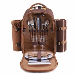 apollo walker Picknickrucksack für 2 Personen Picknick Rucksack Hamper Kühltasche mit Geschirr Set & Decke - 1