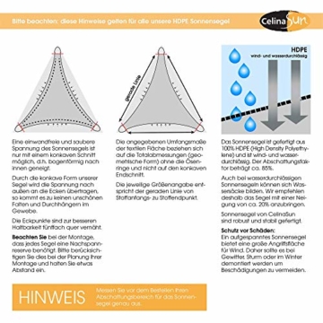 CelinaSun Sonnensegel inkl Befestigungsseile HDPE wetterbeständig atmungsaktiv Rechteck 2 x 3 m Sand beige - 6