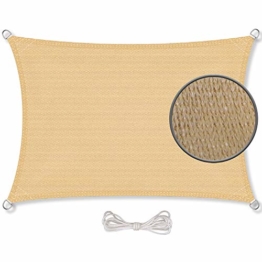 CelinaSun Sonnensegel inkl Befestigungsseile HDPE wetterbeständig atmungsaktiv Rechteck 2 x 3 m Sand beige - 1