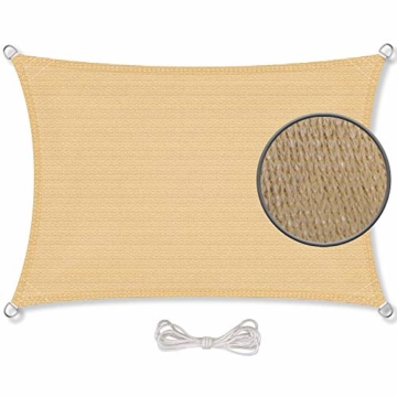 CelinaSun Sonnensegel inkl Befestigungsseile HDPE wetterbeständig atmungsaktiv Rechteck 2 x 3 m Sand beige - 1