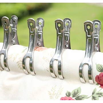 Coideal 10 Stück Edelstahl Strand Handtuch Clips Große hängende Stöpsel Windbeständig für schwere Kleidung (11 cm) - 3