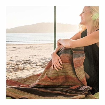 Craft Story Decke Fatima I schwarz-orange-gelb-Flieder-Curry gestreift aus 100% Baumwolle I Tagesdecke I Sofa-Decke I Couch-Überwurf I Bedspread I Plaid I Picknickdecke I Läufer I 170 x 220cm - 2