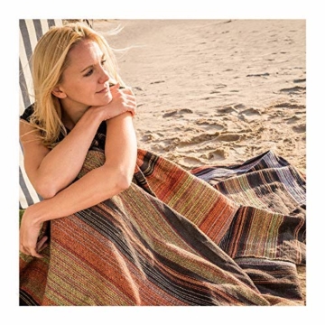 Craft Story Decke Fatima I schwarz-orange-gelb-Flieder-Curry gestreift aus 100% Baumwolle I Tagesdecke I Sofa-Decke I Couch-Überwurf I Bedspread I Plaid I Picknickdecke I Läufer I 170 x 220cm - 6