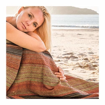 Craft Story Decke Fatima I schwarz-orange-gelb-Flieder-Curry gestreift aus 100% Baumwolle I Tagesdecke I Sofa-Decke I Couch-Überwurf I Bedspread I Plaid I Picknickdecke I Läufer I 170 x 220cm - 9