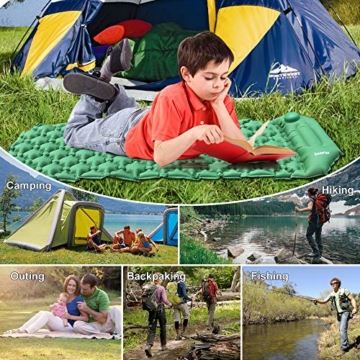 Deeplee Isomatte Camping, Ultraleichte Luftmatratze Schlafmatte Eingebaute Presspumpe, Aufblasbare Isomatte kompakte für Outdoor,wasserdichte für Wandern,Backpacking,Camping,Strand(Grün) - 6