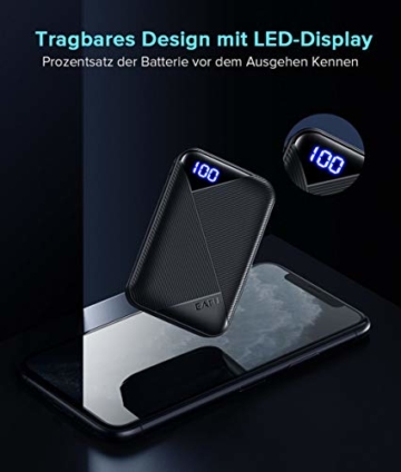 EAFU Powerbank, Mini LED Display 10000mAh Hohe Kapazität Dual 3A USB Typ C Tragbares Ladegerät, Externer Akku mit Taschenlampe für iPhone XS X 8 Plus Samsung S10 Google LG iPad Airpods - 2
