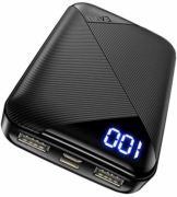 EAFU Powerbank, Mini LED Display 10000mAh Hohe Kapazität Dual 3A USB Typ C Tragbares Ladegerät, Externer Akku mit Taschenlampe für iPhone XS X 8 Plus Samsung S10 Google LG iPad Airpods - 1