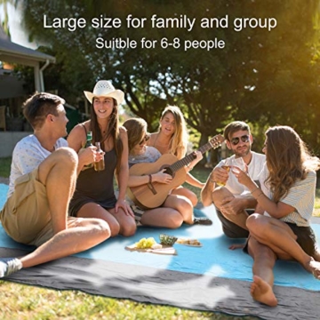 EKKONG Picknickdecke, Wasserdicht Stranddecke 213x275 cm Ultraleicht & kompakt Strandmatte Sandfrei Ground Sheet Tarp mit 4 Pfosten und Tasche für den Strand, Camping, Piknicke und Wanderungen - 6
