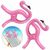 FAVENGO 2 Stück Handtuchklemmen Flamingo Strandtuchklammern Groß Handtuchclips Strand Badetuchklammern Neuheit Boca Clips Strandtuch Tragbar Wäscheklammern Kunststoff für Tuch Kleid Sonnenlieg Urlaub - 1