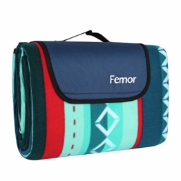 femor 200 x 300 cm Picknickdecke XXL Picknick-Matte Outdoor wasserdichte sanddichte Stranddecke tolle Fleece wärmeisoliert mit Tragegriff (Grün) - 1