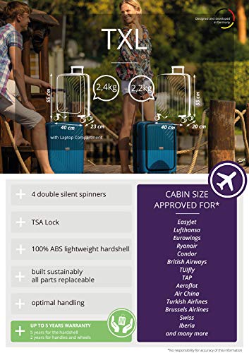 HAUPTSTADTKOFFER- TXL - leichtes Handgepäck mit Laptoptasche, Hartschalentrolley aus robustem Polypropylen, Business Trolley 55 cm, 40 L,TSA-Schloss, Schwarz - 5