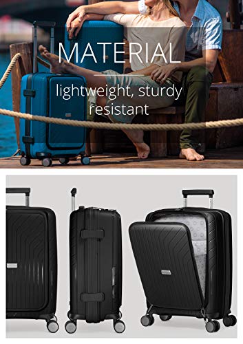 HAUPTSTADTKOFFER- TXL - leichtes Handgepäck mit Laptoptasche, Hartschalentrolley aus robustem Polypropylen, Business Trolley 55 cm, 40 L,TSA-Schloss, Schwarz - 7