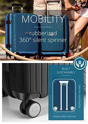 HAUPTSTADTKOFFER- TXL - leichtes Handgepäck mit Laptoptasche, Hartschalentrolley aus robustem Polypropylen, Business Trolley 55 cm, 40 L,TSA-Schloss, Schwarz - 8