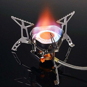 HIKENTURE Gaskocher mit Piezozündung, Winddichter Camping Kocher 3500W, Faltbarer Campingkocher Gasbrenner für Coleman Primus Kartusche, Kocher Gas Windschutz mit Tragebox für Hiking, Picnic, Outdoor - 2