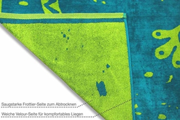 jilda-tex Strandtuch 90x180 cm Badetuch Strandlaken Handtuch 100% Baumwolle Velours Frottier Pflegeleicht (Gecko) - 4
