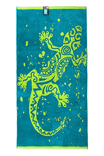 jilda-tex Strandtuch 90x180 cm Badetuch Strandlaken Handtuch 100% Baumwolle Velours Frottier Pflegeleicht (Gecko) - 5